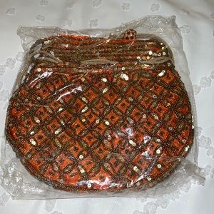 Orange Beaded Crossbody